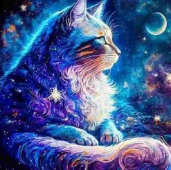 Puzzle Pintura Diamant: Gato do espaço 30x40cm