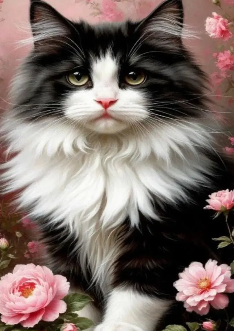 Puzzle Pintura Diamant: Gato preto e branco 30x40cm