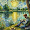 Puzzle Pintura Diamant: Homem junto ao lago 30x40cm