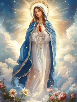 Puzzle Pintura Diamant: Maria virgem nas nuvens 30x40cm