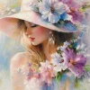 Puzzle Pintura Diamant: Mulher com flores 30x40cm