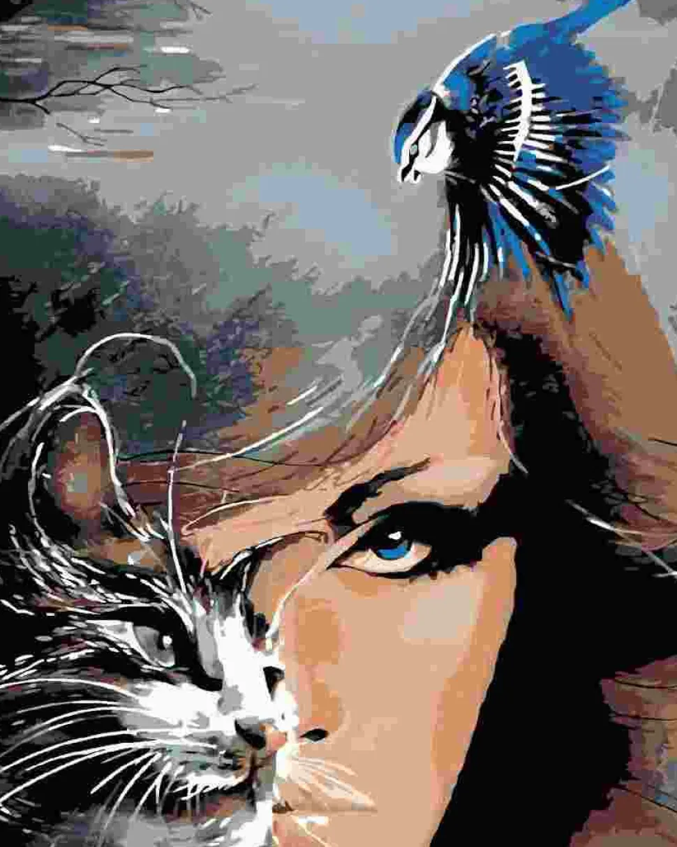 Puzzle Pintura diamant: Olho de gato 30x40cm