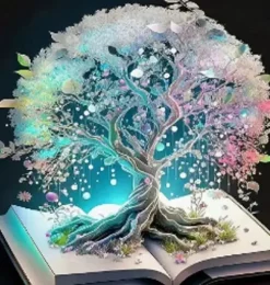Puzzle Pintura Diamant: Árvore mágica num livro 30x40cm