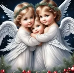 Puzzle Pintura Diamant: Três anjinhos 30x40cm