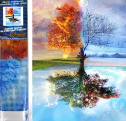 Puzzle Pintura Diamant: Uma árvore das quatro estações 30x40cm