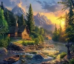 Puzzle Pintura diamantada: Casa de campo no vau 30x40 cm