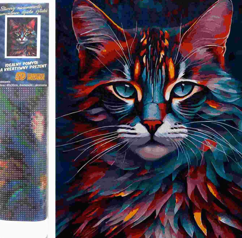 Puzzle Pintura diamantada: Vista de gato 30x40 cm