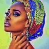 Puzzle Pintura diamantada: Mulher com lenço colorido 30x40 cm