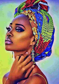 Puzzle Pintura diamantada: Mulher com lenço colorido 30x40 cm