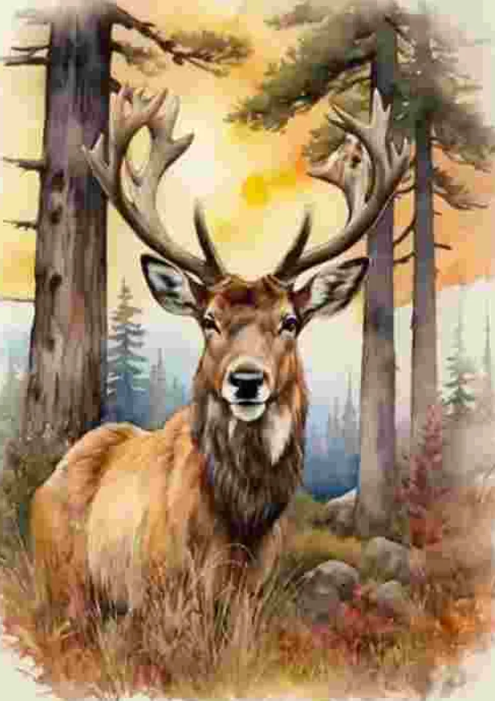 Puzzle Pintura diamantada: Veado 30x40 cm