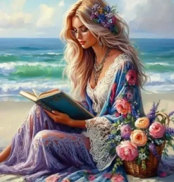 Puzzle Pintura diamantada: Menina com um livro 30x40 cm