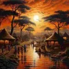 Puzzle Pintura diamantada: Pôr do sol na África 30x40 cm