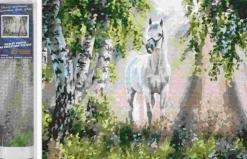 Puzzle Pintura diamantada: Cavalo branco 30x40 cm