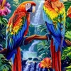 Puzzle Pintura diamantada: Papagaios na cachoeira 30x40 cm
