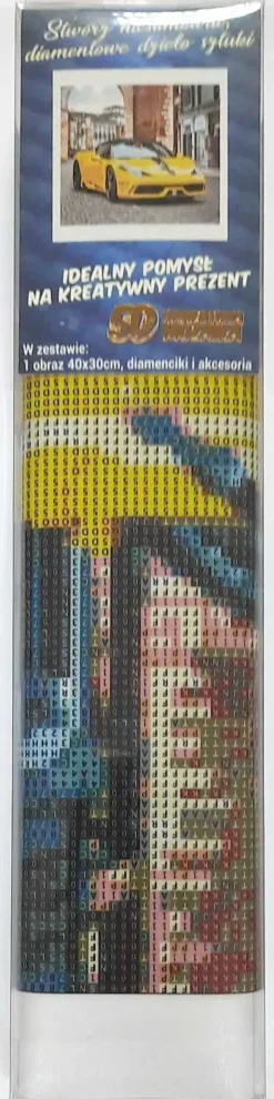 Puzzle Pintura diamante: Carro esportivo amarelo 30x40cm