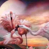 Puzzle Pintura diamante: Flamingos rosa 30x40cm