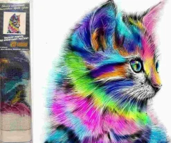 Puzzle Pintura diamante: Gatinho arco-íris 30x40cm