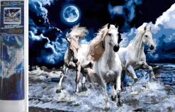 Puzzle Pintura diamante: Trio de Cavalos 30x40cm