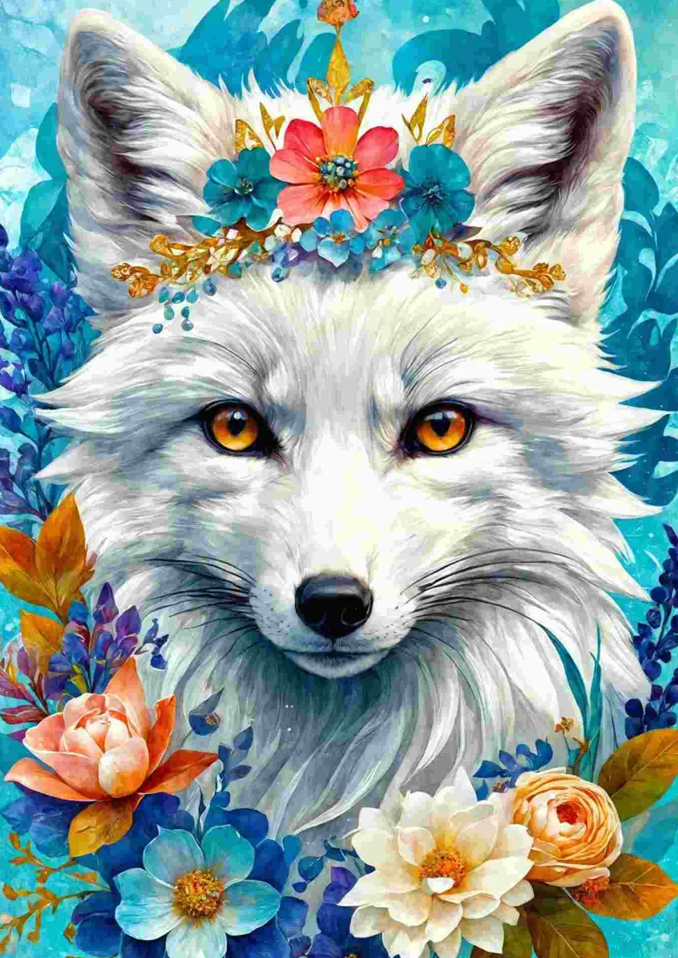 Puzzle Raposa da neve em flor