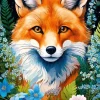 Puzzle Red Fox in Flowers