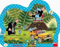 Puzzle Toupeira com um carro amarelo de 25 peças