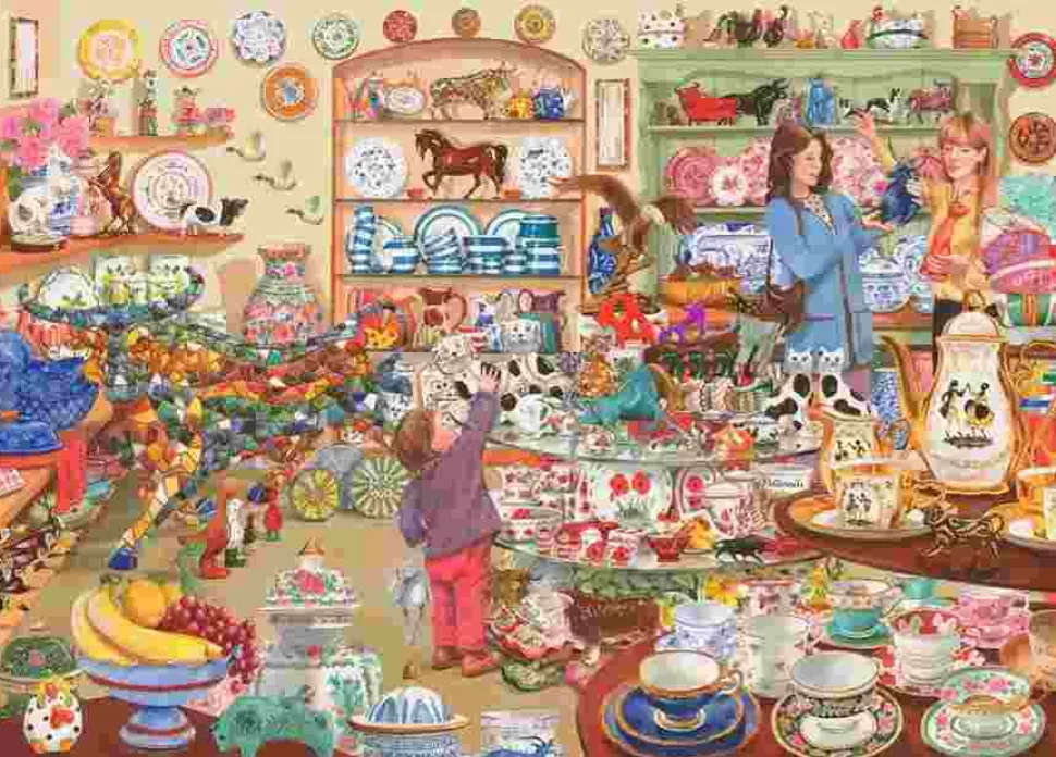 Puzzle Touros em uma loja de porcelana