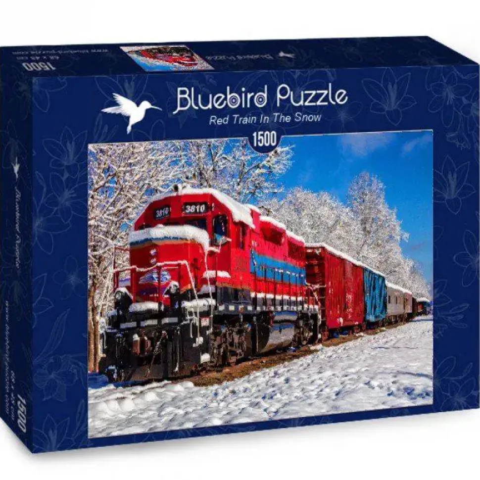 Puzzle Trem vermelho na neve