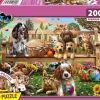 Puzzle Um piquenique no jardim para cães e gatos