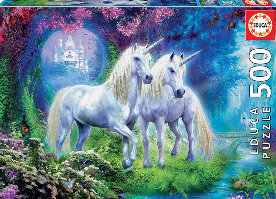 Puzzle Unicórnios na floresta