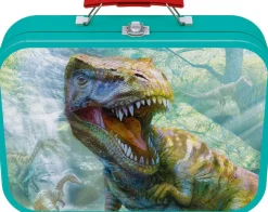 Puzzle 4v1 Doinosauri v plechovom kufríku