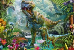 Puzzle 4v1 Doinosauri v plechovom kufríku