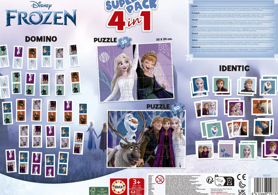 Puzzle 4v1 Frozen 2x puzzle, pexeso e dominó