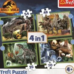 Puzzle 4v1 Os ameaçadores dinossauros do Jurassic World