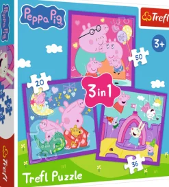 Puzzle 3v1 Os hábitos da Peppa Pig