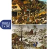 Puzzle 2x500 A Arte de Pieter Brueghel: Provérbios Flamengos - A Enumeração de Belém