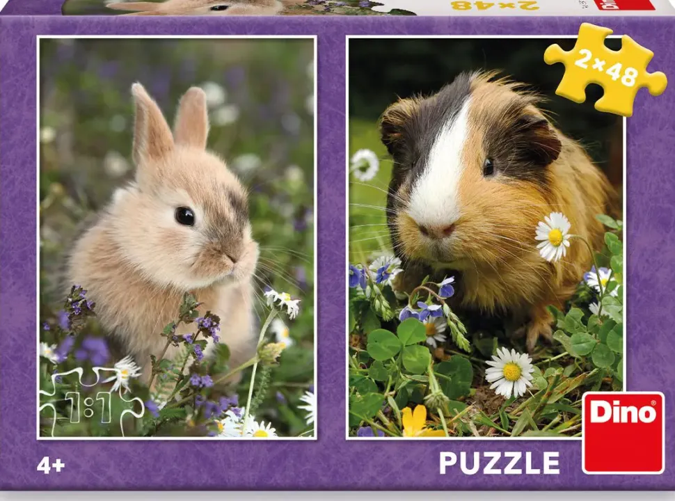 Puzzle 2x48 Coelho e porquinho-da-índia