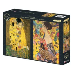 Puzzle 2x500 Klimt: O Beijo, Senhora com um Leque