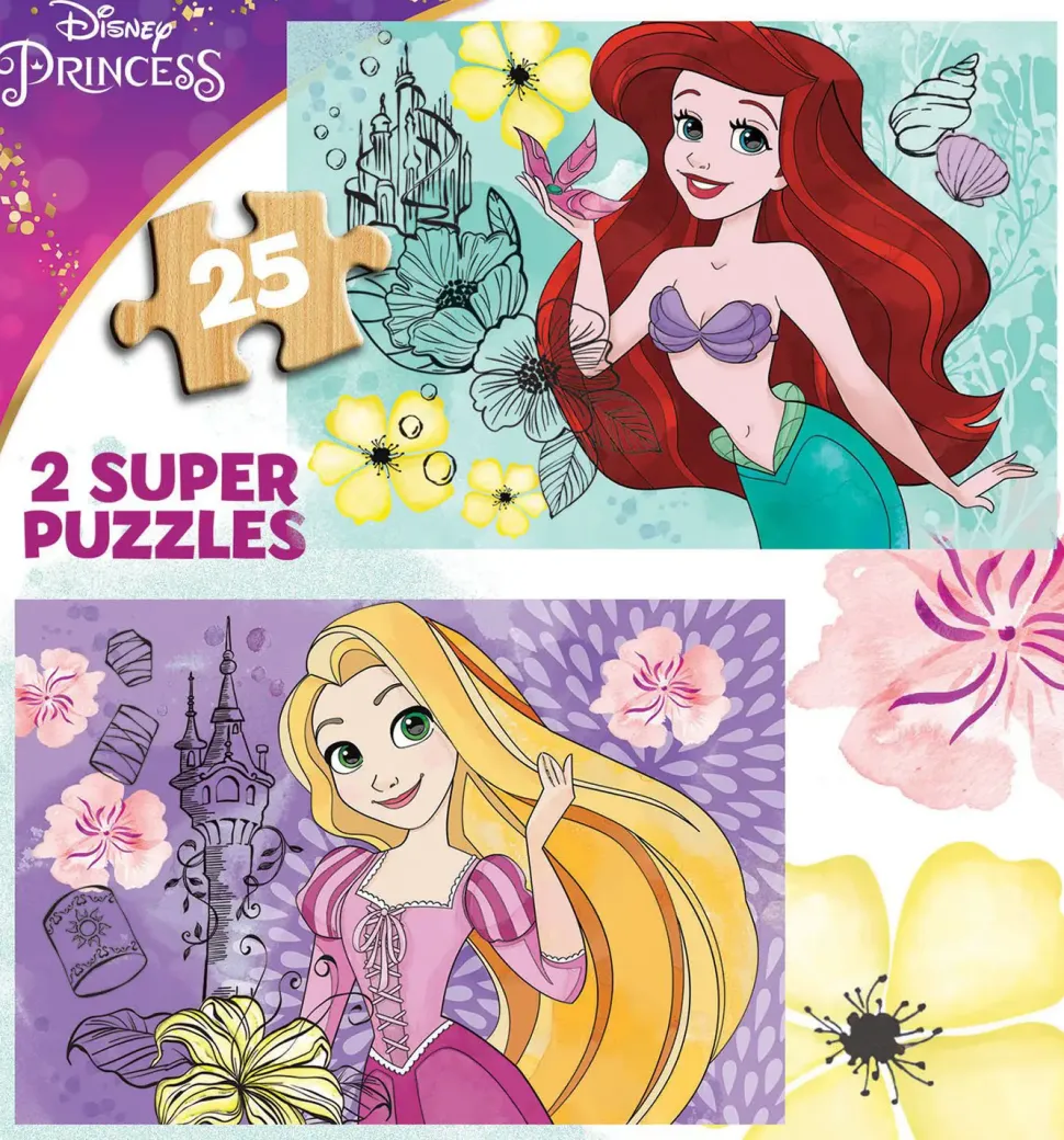 Puzzle 2x25 Princesas da Disney: Ariel, Locika