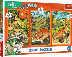 Puzzle 3x80 Trefliks no mundo dos dinossauros
